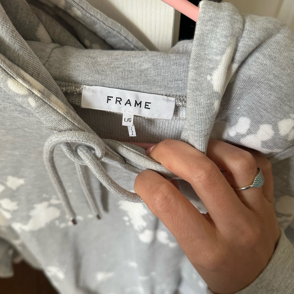 FRAME Denim Gray Tie-Dye Hoodie 100% Cotton